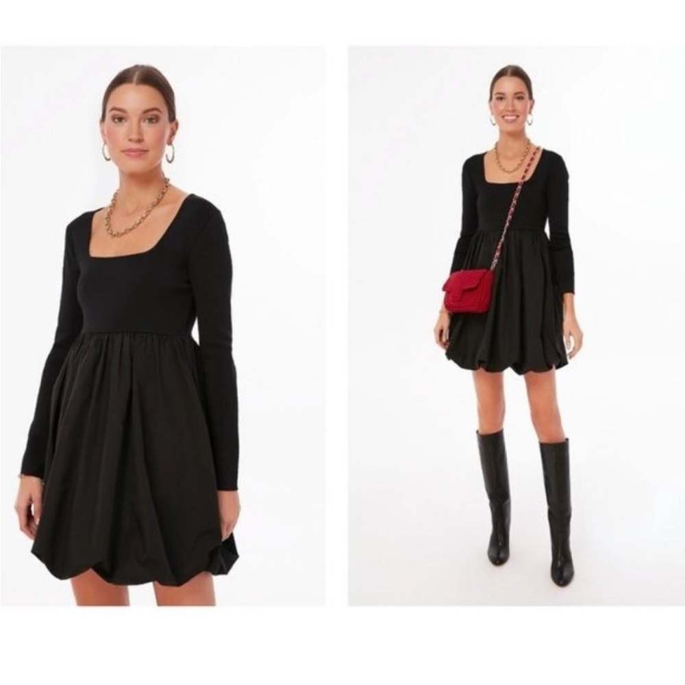 HYACINTH HOUSE NEW Black Bubble Skirt Cecilia Long Sleeve Mini Dress Size Small